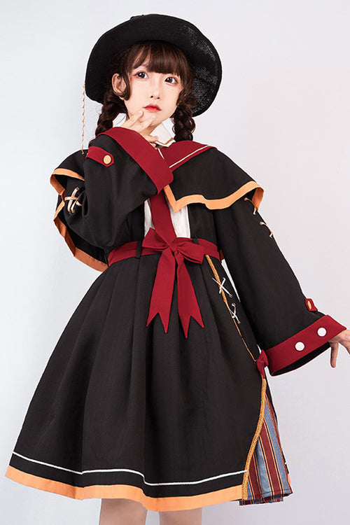 Black High Waist Magic Sweet Lolita OP Dress With Cloak