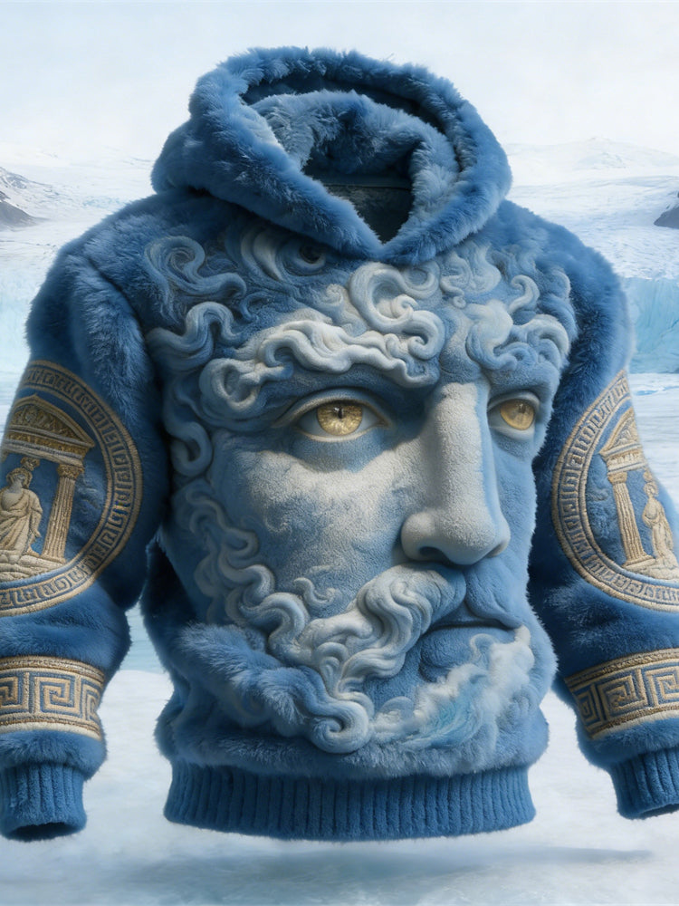 Ancient Roman Sculpture Art Men's Flannel Hooded Sweater