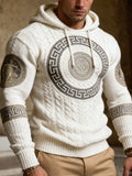 Ancient Roman Symbols Pattern Men's Knitted Hooded Sweater