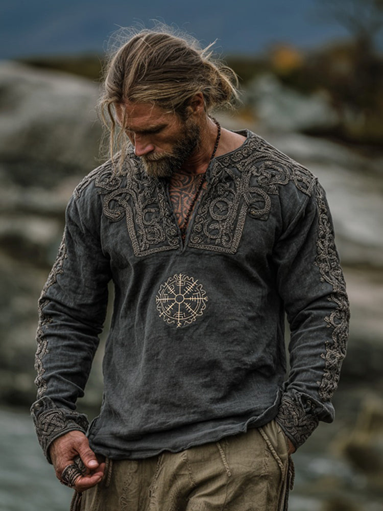 Men's Vegvisir Runes Celtic Knot Art Viking Shirt