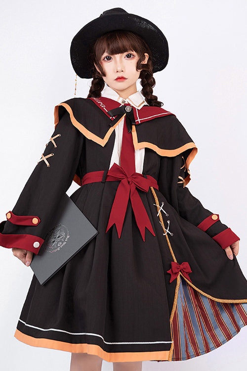 Black High Waist Magic Sweet Lolita OP Dress With Cloak