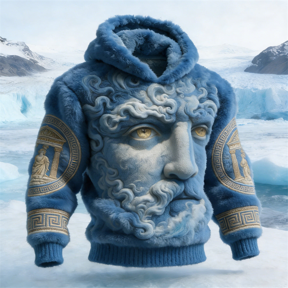 Ancient Roman Sculpture Art Men's Flannel Hooded Sweater