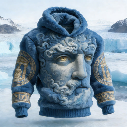 Ancient Roman Sculpture Art Men's Flannel Hooded Sweater