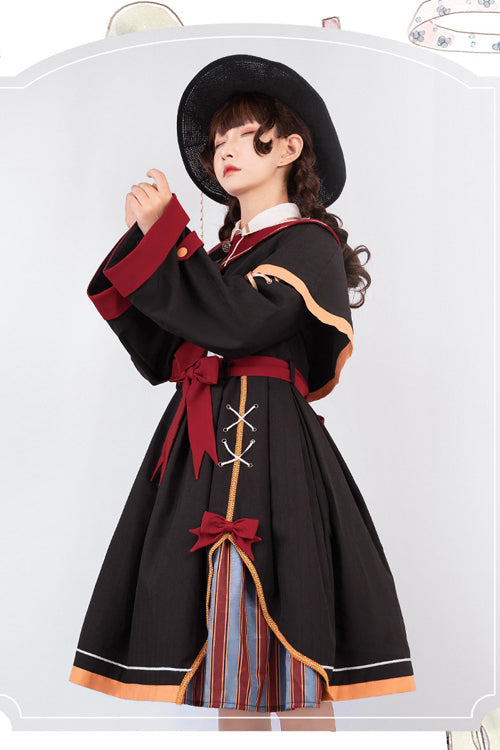 Black High Waist Magic Sweet Lolita OP Dress With Cloak