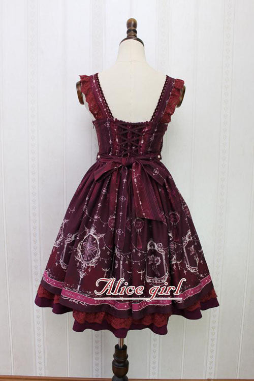 Angel Cross Print Lace Bowknot Cardigan Ruffled Sweet Lolita JSK Dress
