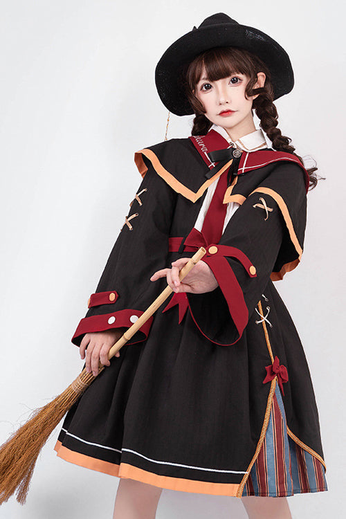 Black High Waist Magic Sweet Lolita OP Dress With Cloak