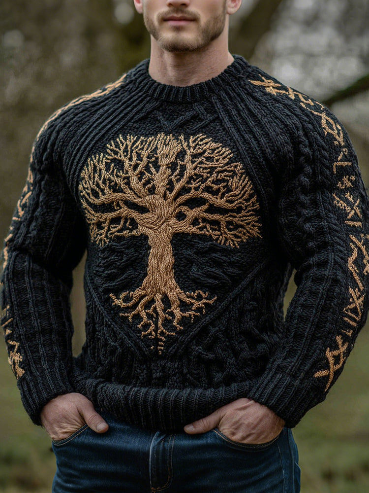 Men's Viking Life Of Tree Celtic Knot Art Casual Crew Neck Sweater